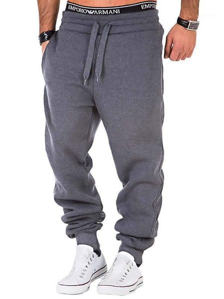 

casual pants man winter thick warm sprots jogging sweatpants stylish loose solid colors straight-leg trousers size m-3xl1, Black