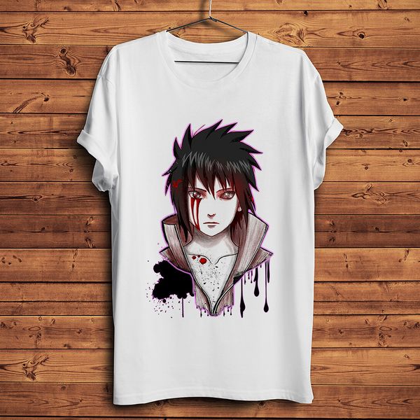 

japan anime sasuke six paths summer new white casual homme short sleeve cool naruto manga sport hooded sweatshirt hoodie men t shirt