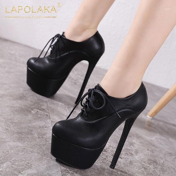 

lapolaka 2020 thin high heel fetish pumps woman shoes lace up platform dressing ladies pumps femlae1, Black