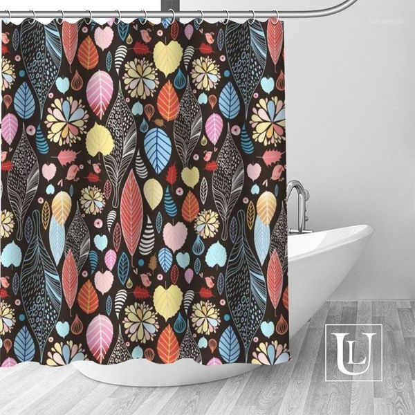

leaf pattern shower curtains custom design creative shower curtain bathroom waterproof polyester fabric1