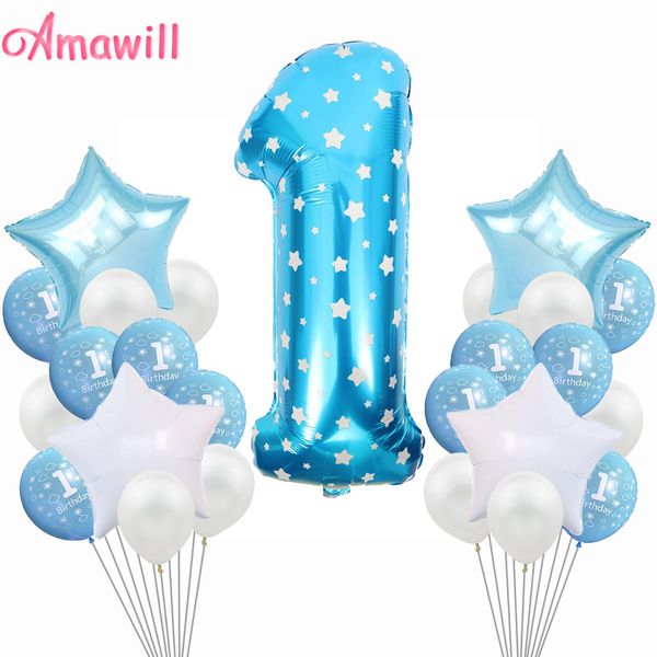 

amawill baby shower 1st birthday balloons blue 1 foil balloons baby first birthday party decoration kids one year birthday 75d sqctbd