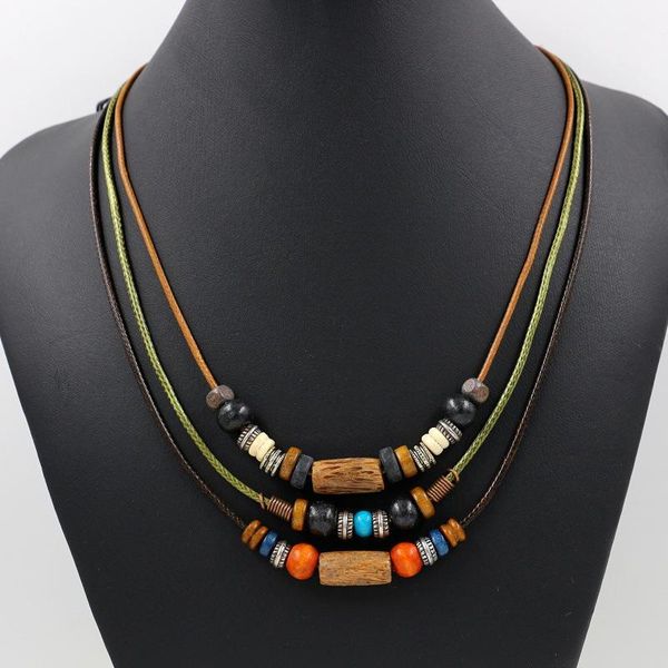 

chokers style ornaments retro bohemian multi-layer colorful wooden beads necklace fy190526051, Golden;silver