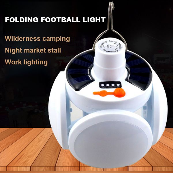 Lampada creativa da calcio Ricarica solare Luci di emergenza per esterni Luci a LED per stallo del mercato notturno da campeggio con telecomando Energia verde