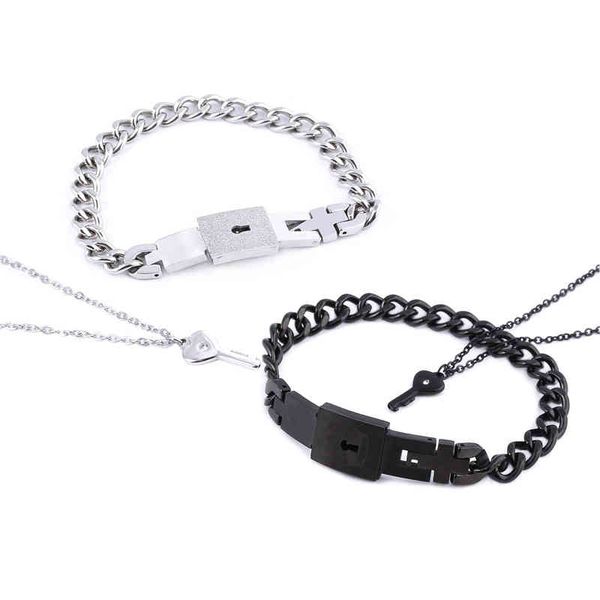

stainls steel key lock couple jewelry bracelet, Golden;silver