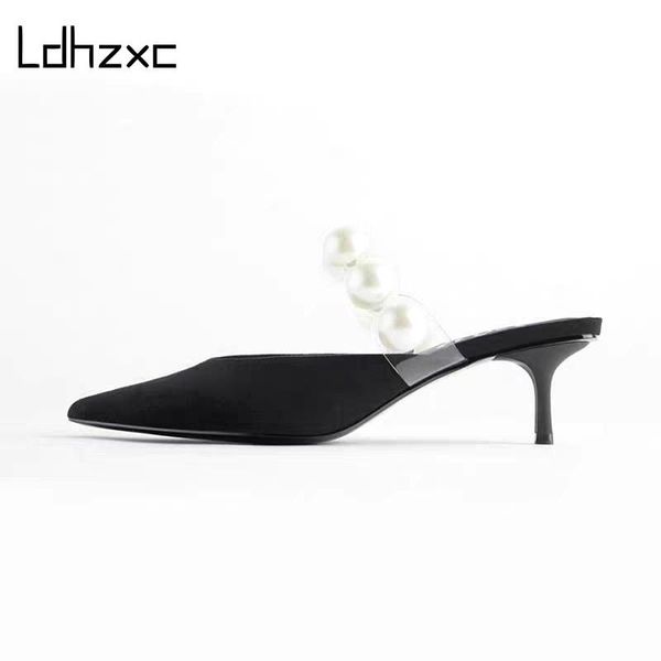 

sandals fashion women's 2021 summer rome style pointed toe high heel silk black lady's