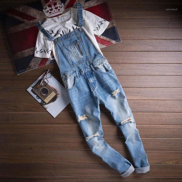 

men's jeans 2021 spring summer ripped arrival fashioon man casual overalls male slim fit destroy denim jumpsuit1, Blue