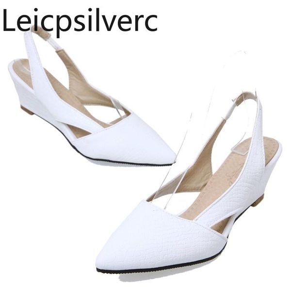 

pumps spring summer new style pointed hollow wedge elegant set of feet sandals women shoes high heels plus size 33-44, Black