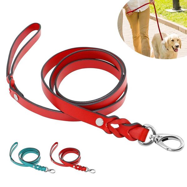 

leather braided dog leash pet puppy walking training lead pets dogs leashes belt for small medium large dogs traction ro wmthcg