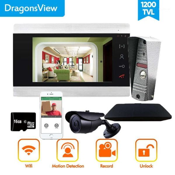 

dragonsview 7 inch wireless video door phone doorbell intercom system with wifi box motion unlock android/iso system recording1