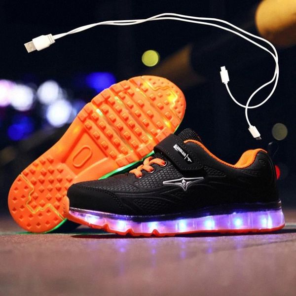 

2020 fashion brand girls boys flash lamp shoes for children led light sneakers usb rechargeable casual sport glowing shoes #nx6w