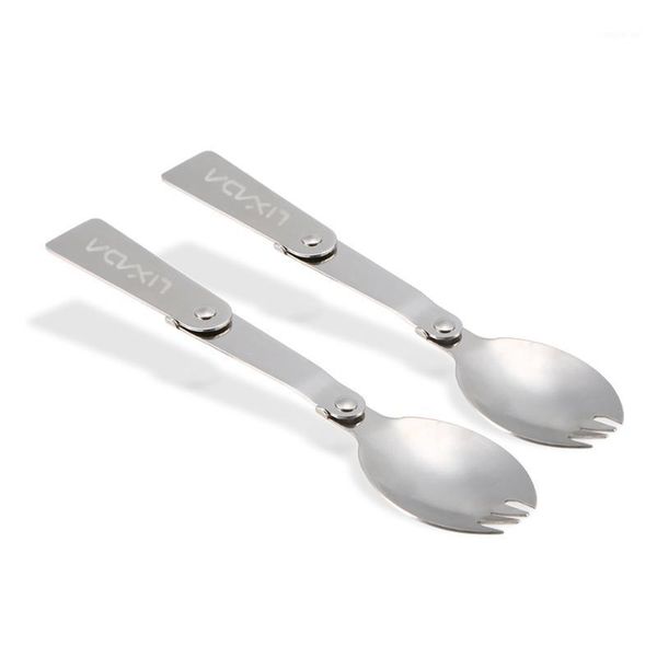 

camp kitchen lixada pack of 2 outdoor foldable stainless steel spork for camping hiking cooking picnic tableware1