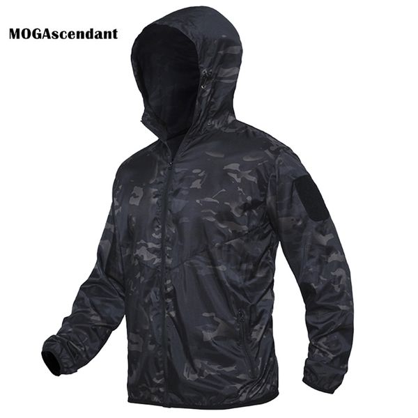 

men's tactical waterproof bomber jacket summer military lightweight army male camouflage soft shell multicam windbreakers coats 201114, Black;brown