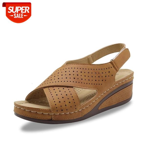 

mcckle women sandals pu sewing casual woman wedges comfort ladies buckle open toe classic hollow out summer female beach shoes #eb0z, Black