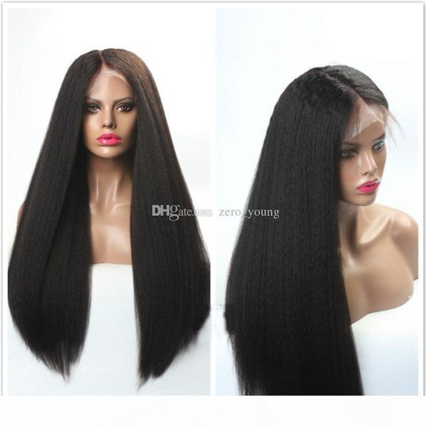 

pre plucked 5*4.5 silk base glueless full lace wigs for black women yaki straight remy malaysian human hair, Black;brown