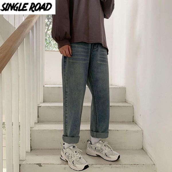 

men's jeans singleroad mens men 2021 oversized wide leg korean style denim pants harajuku japanese streetwear blue baggy for