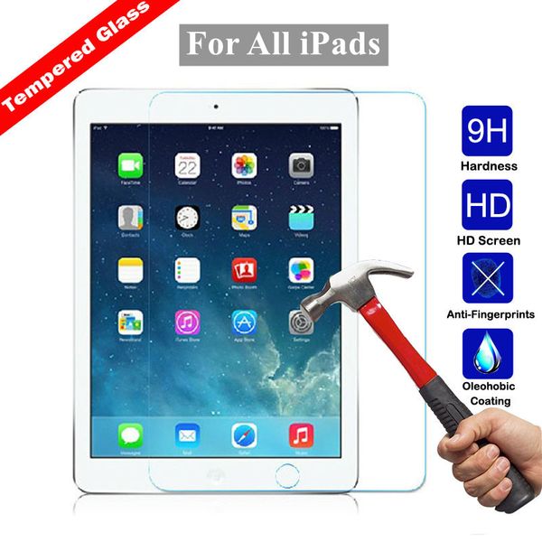

9h premium tempered glass screen protector film for ipad pro air 4 air4 10.9 2020 11 7 8 10.2 10.5 9.7 2018 mini 2 4 5 6 without package