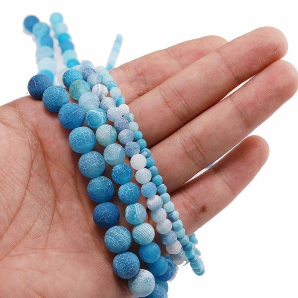 

weathering natural stone bead frost crab blue agates round spacer bead for jewelry making diy necklaces bracelets bulk wholesale h bbyvoi, Silver