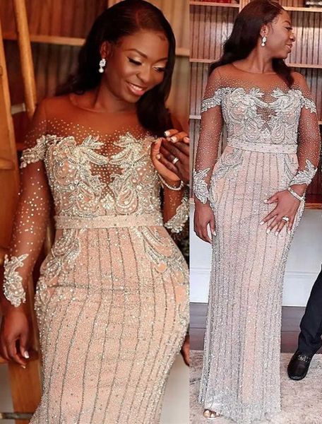 

2022 plus size arabic aso ebi luxurious sparkly mermaid prom dresses lace beaded evening formal party second reception birthday engagement g, Black