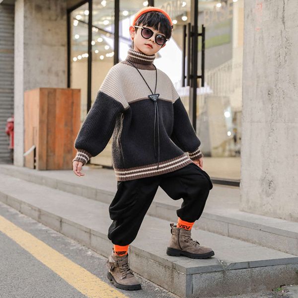

high collar, boys' autumn and winter drs, 2020 new sle, big kids' sweater, children's t-shirt, Blue
