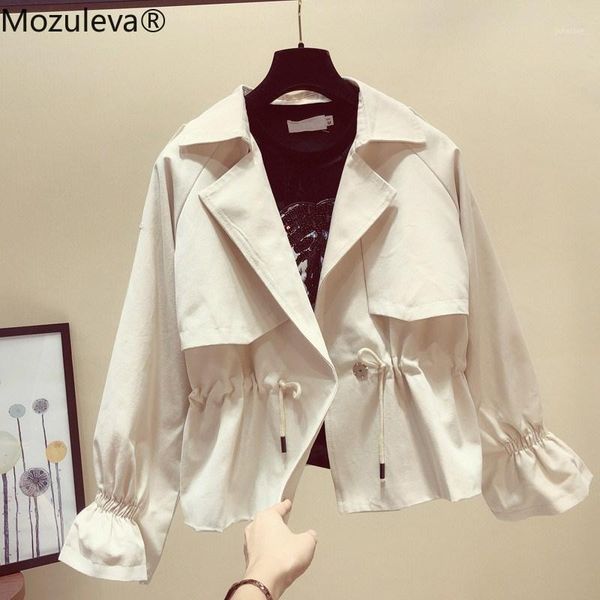 

bornsra 2020 new spring fashion lapel long sleeve short windbreaker female tie up casual outerwear coats and jacket women1, Black;brown