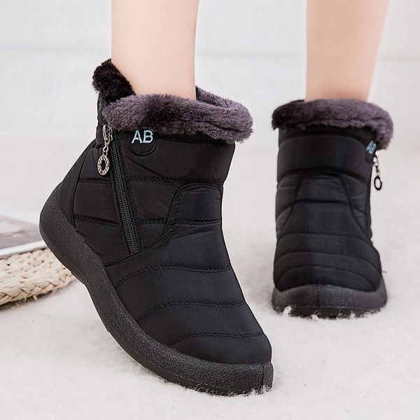 

new women boots 2020 fashion waterproof snow boots for winter shoes women casual lightweight ankle botas mujer warm winter, Black