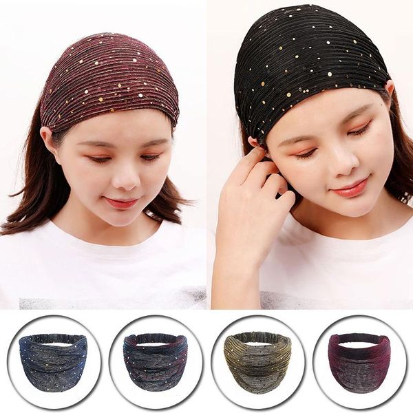 

fashion elastic wide turban headbands women lace bandana headband head wrap hairband headwear girl hair accessories