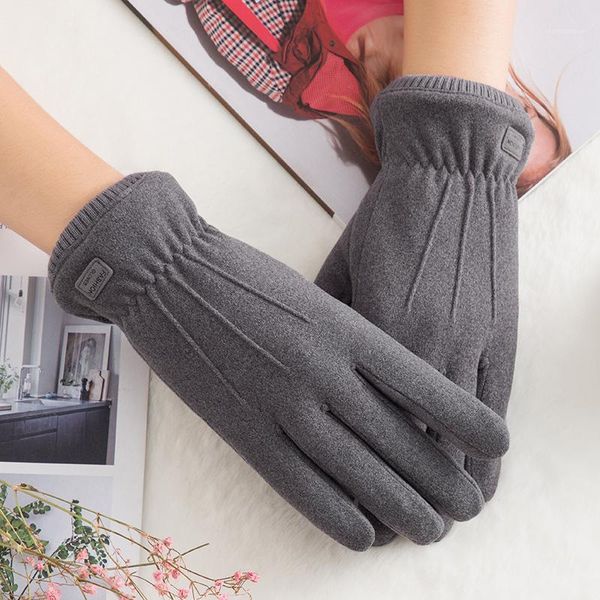 

2020 new fashion winter women' gloves furry warm touch scree windproof full finger ladies mittens outdoor sport female gloves1, Blue;gray