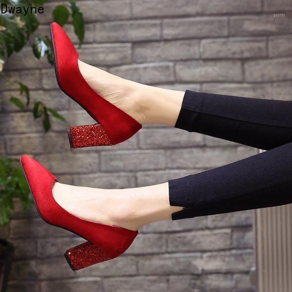

2021 new women's single shoes red sequins pointed high heels korean fashion shallow mouth banquet wedding shoes1, Black