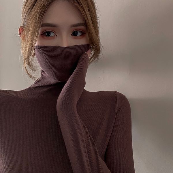 

fall 2020 new high neck tight t-shirt slim slim, women's fashion with long sleeves and undergarment