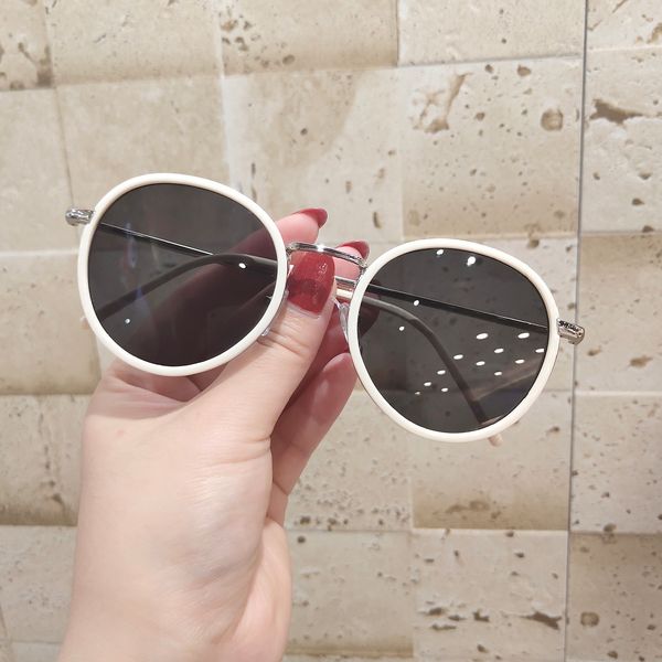 

ins female soft girls, beige male students, korean version of fashionable round frame sunglasses, net red glasses, the, White;black
