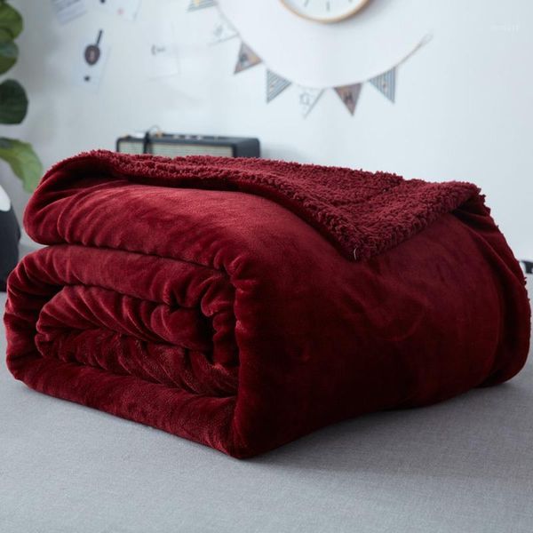 

red wine gold ermine villus/berber fleece fabric upgraded flannel blanket for winter/autumn,multi-size fleece sofa blanket1