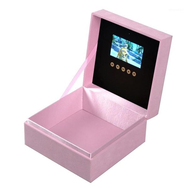 

fashion velvet square gift for flowers clothes customized gift box lcd video presentation gifts boxes with video screen1