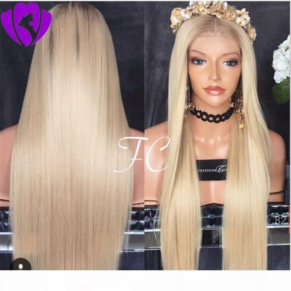 

613 blonde lace front synthetic wigs brazilian hair wig straight 250 density 13x4 frontal cosplay wig for white black women