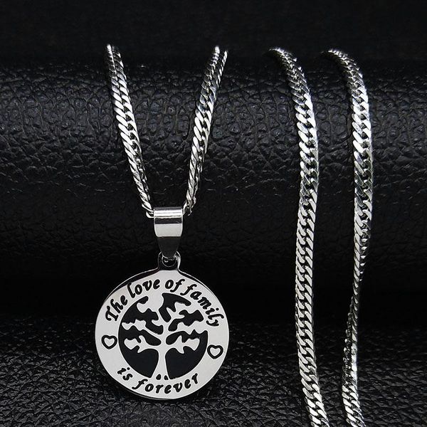 

Tree of Life Stainless Steel Small Necklaces for Women Silver Color Necklace Jewelry collar acero inoxidable mujer N19211S05