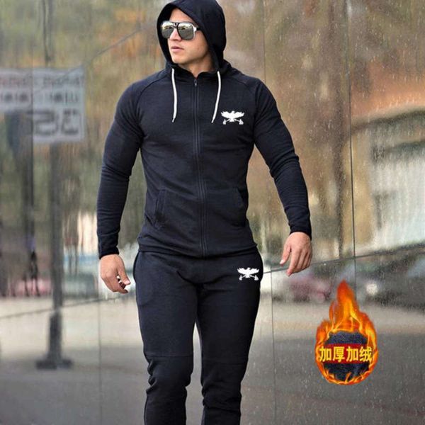 

new muscle brothers spring and autumn knitted two piece suit coat small leg trousers casual men's sportswear, Gray