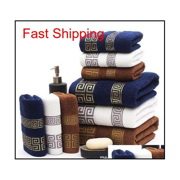 

luxury 100% cotton bath towel towel set 3pc/set brand serviette adulte embroidery large beach towels 70x140c qyltgi my_home2010