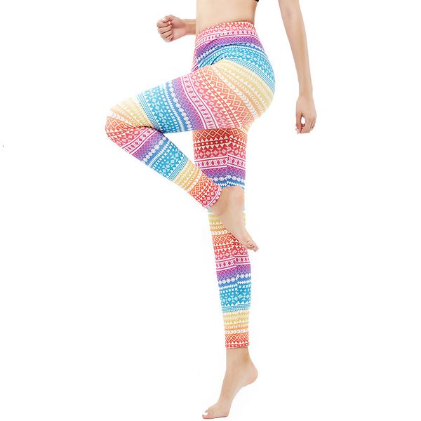 

9274 geometric splicing colorful yoga leggings, Black