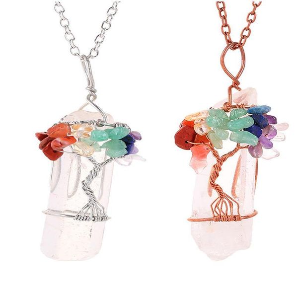 

natural purple quartz opal stone pendants handmade rose gold color tree of life wrapped drop shaped crystal pendant jllrow, Black