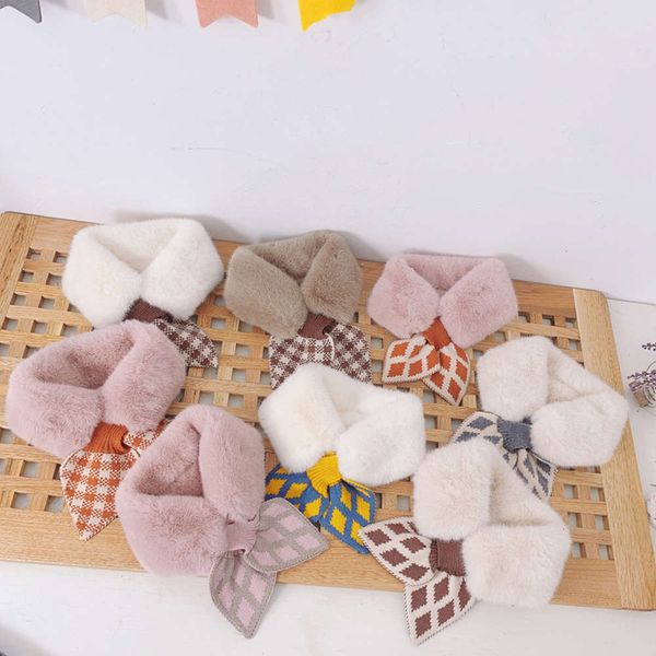 

korean children's new winter fur collar scarf for boys and girls, Red;brown