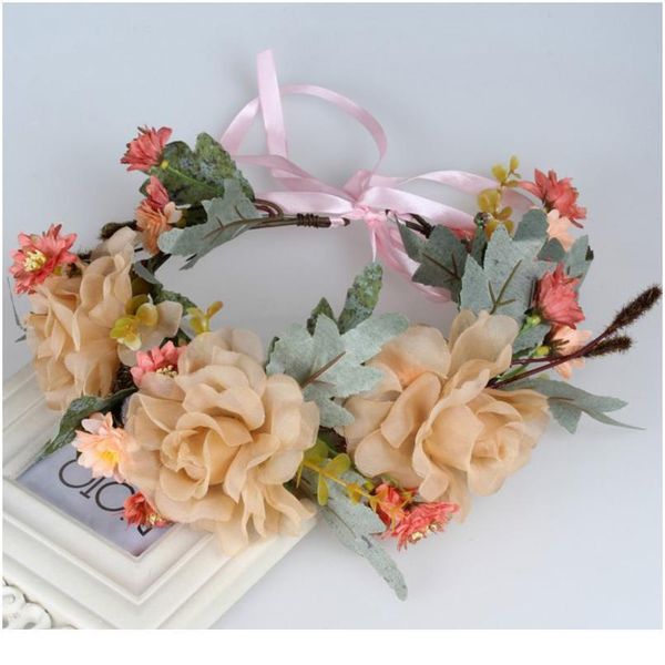 

silk flowers wedding flower wreath kids party floral garland handmade adjustable girls flower crown flower wreath kids qylpic