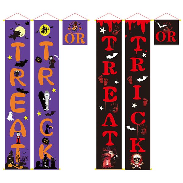 

trick or treat halloween porch sign banner for front door or indoor home decor welcome signs couplet halloween decorations jk1909kd