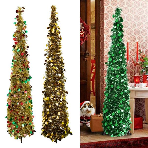 

christmas decorations 1.5m collapsible artificial tree tassel sequins xmas decoration wedding party present home decor festive supplies