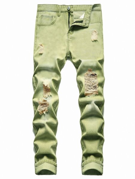 

romwe guys ripped skinny jeans y3r1#, Blue