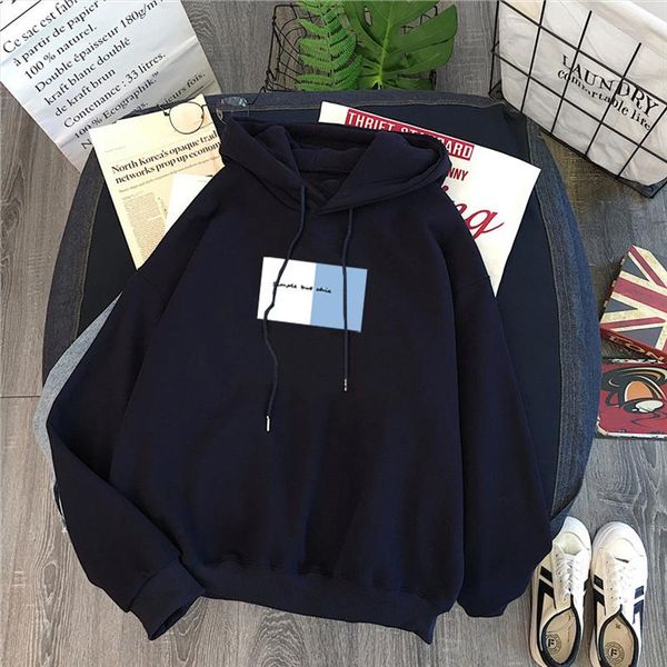 

hoodie winter women hoody sweatshirt print letters harajuku fleece lady pullover casual concise loose long sleeves female, Black