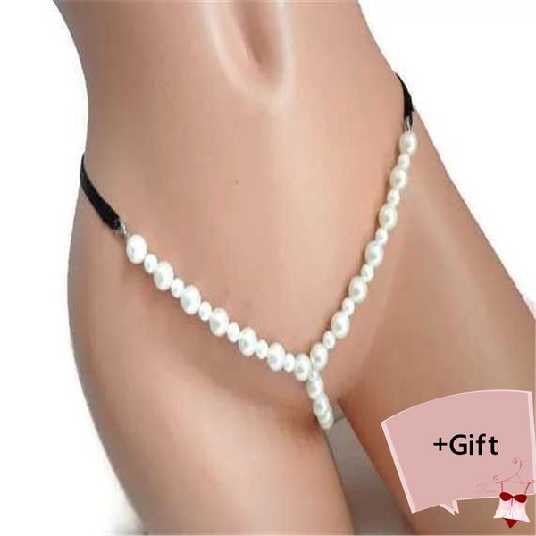 

lady bikini underwear pearl chain simple g-string necklace couple flirt thong panties chain for women body jewelry t200508, Silver