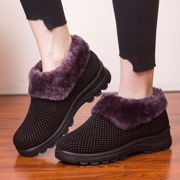 

2020 women's winter boots keep warm ankle shoes ankle boots for women chunky womens shoes zapatos de mujer, Black