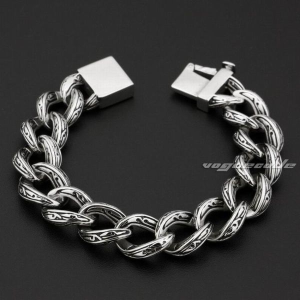 

linsion 316l stainless steel mens bracelet biker rocker punk link chain 5c017 ing, Black