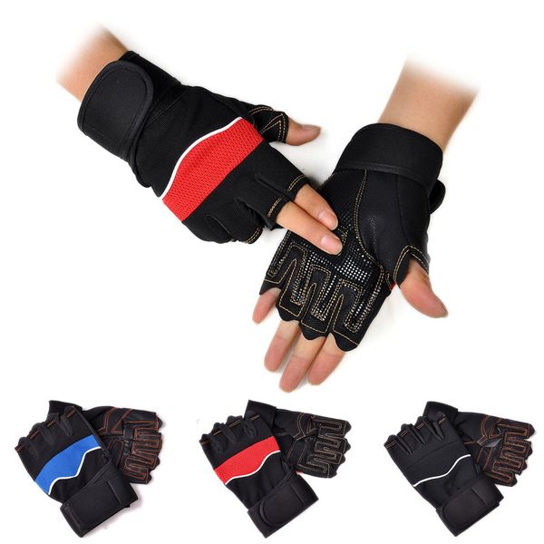 

men women half finger fitness weight lifting gloves protect wrist gym training fingerless weightlifting bicycle gloves#25, Blue;gray