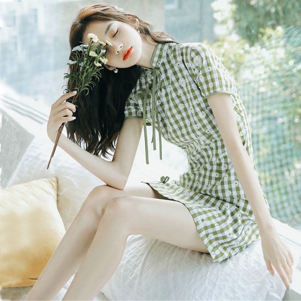 

otolm плед молодой девушки шорты студент cheongsam улучшенная версия 2020 plaid свежие короткие новые молодые девушки шорты современный cheo, Black;gray