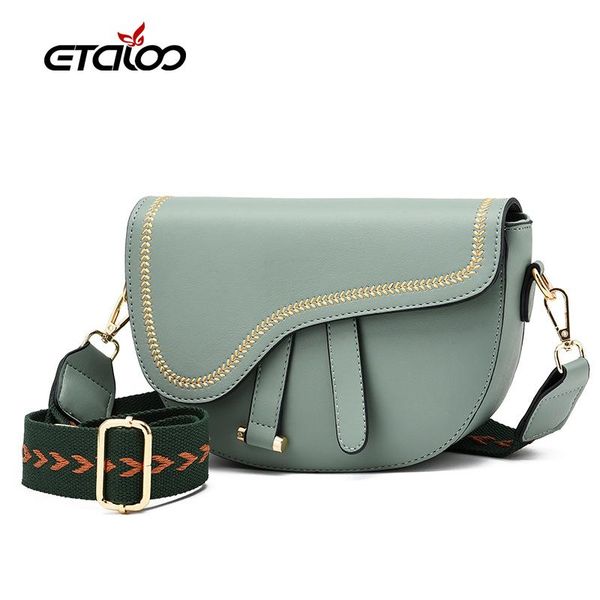 

2020 new fashion pu leather crossbody shoulder bags for women with chain lady casual travel saddle handbag saddle bag